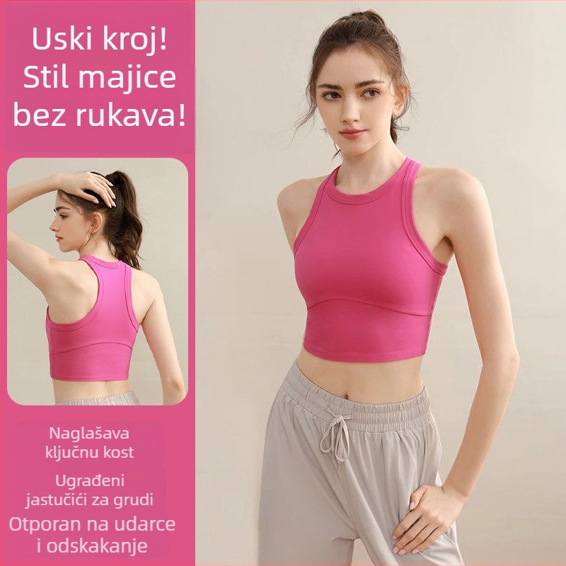 Lulu sportski top grudnjak za žene – kratki rukavi, otporan na udarce, za outdoor treninge, ljetnu jogu