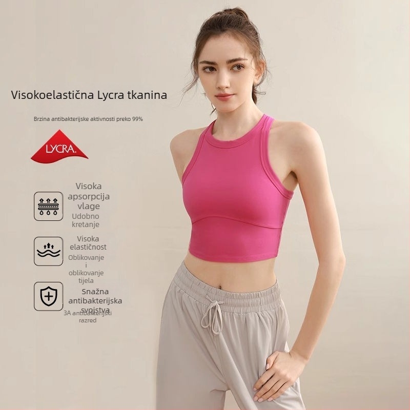 Lulu sportski top grudnjak za žene – kratki rukavi, otporan na udarce, za outdoor treninge, ljetnu jogu