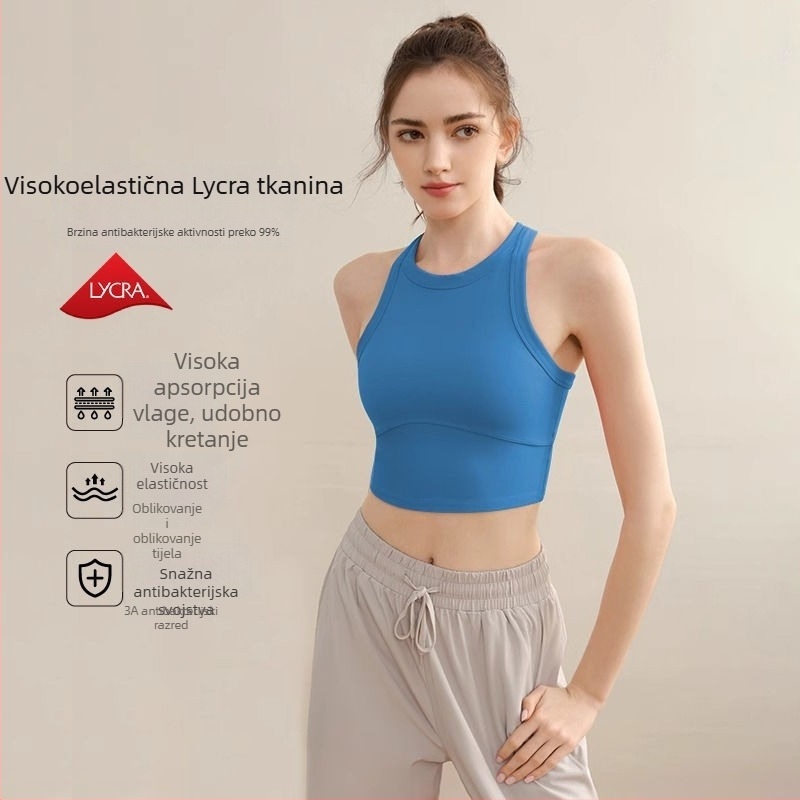 Lulu sportski top grudnjak za žene – kratki rukavi, otporan na udarce, za outdoor treninge, ljetnu jogu