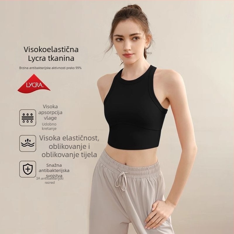 Lulu sportski top grudnjak za žene – kratki rukavi, otporan na udarce, za outdoor treninge, ljetnu jogu