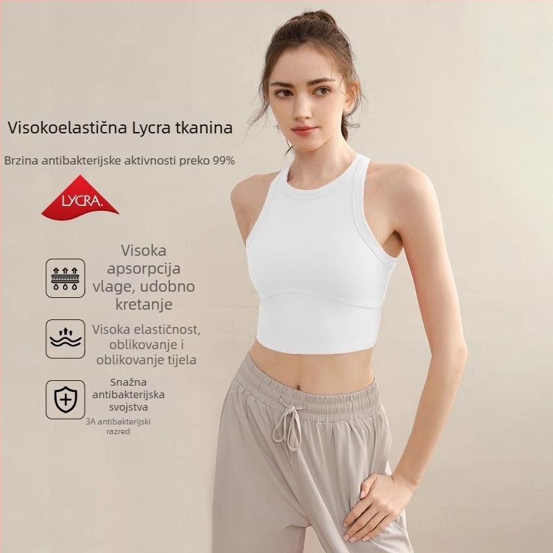 Lulu sportski top grudnjak za žene – kratki rukavi, otporan na udarce, za outdoor treninge, ljetnu jogu