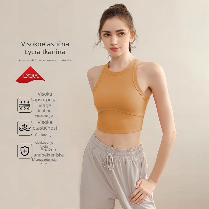 Lulu sportski top grudnjak za žene – kratki rukavi, otporan na udarce, za outdoor treninge, ljetnu jogu