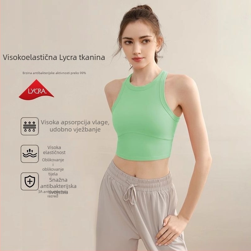 Lulu sportski top grudnjak za žene – kratki rukavi, otporan na udarce, za outdoor treninge, ljetnu jogu