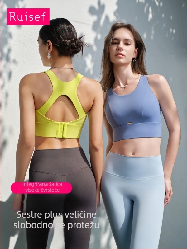 Visoko otporn sportski grudnjak s integriranim košaricama, velika veličina, za ljeto, trčanje, fitness i jogu