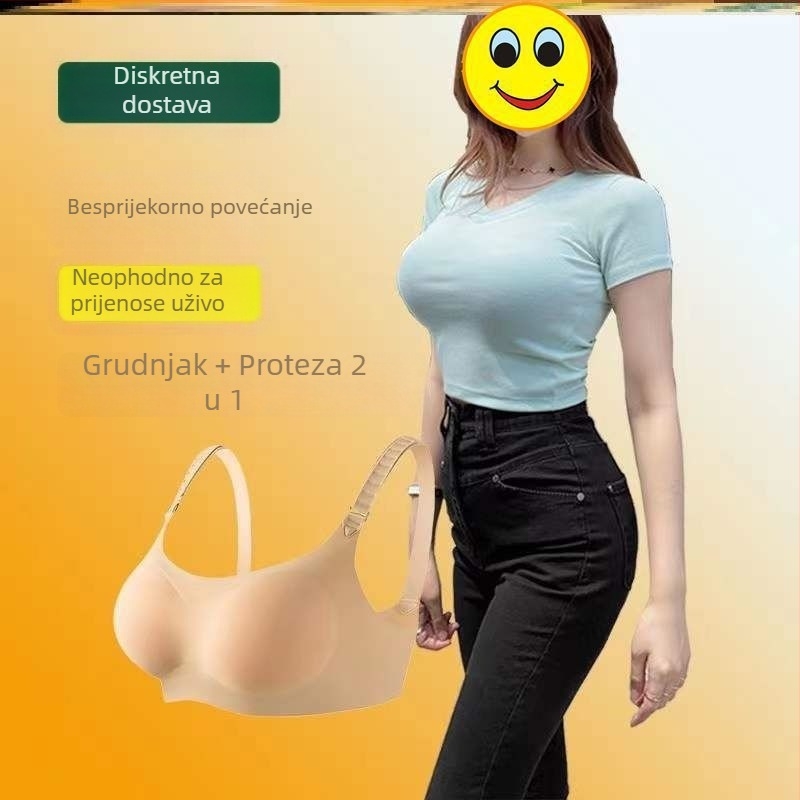 Dvoslojni protetski grudnjak s realističnim silikonskim umetcima za cross-dressing