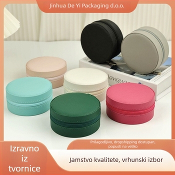Okrugla jednodjelna kutija za nakit, prijenosni putni pretinac za naušnice, Cortical materijal