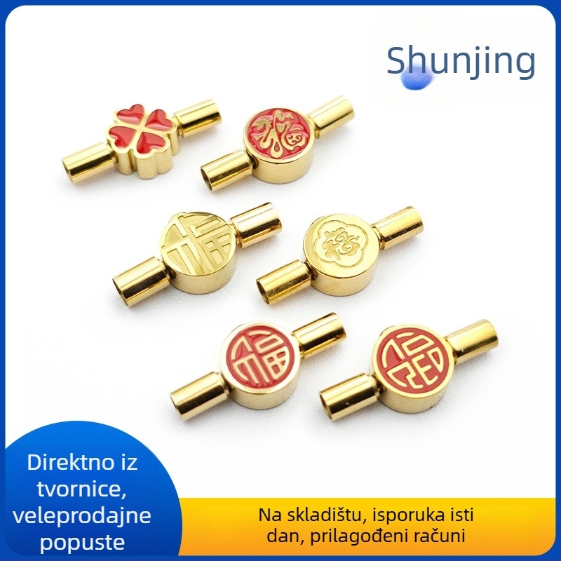 Spona za nakit od nehrđajućeg čelika, Fu motiv, ručno polirana, kineski stil
