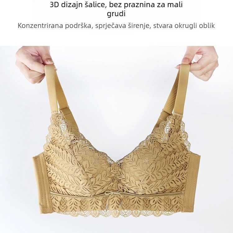 Bežični push-up grudnjak s latexnim oblikom košarice, 3/4 šalice, najlon materijal s čipkom, podesive naramenice, dojam vrhunske kvalitete