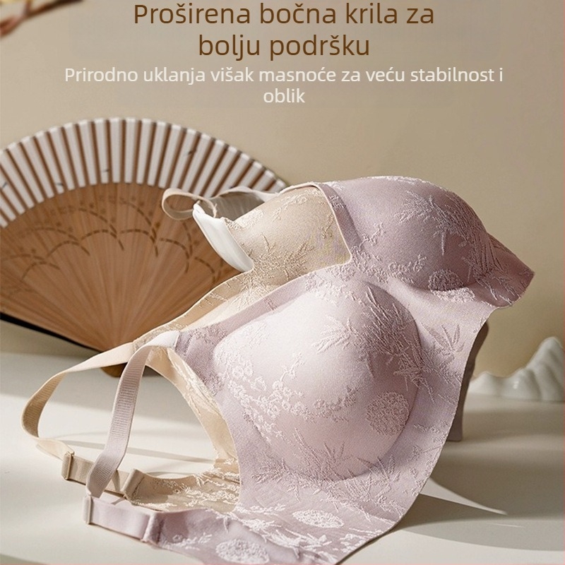 Beautiful House grudnjak kineskog stila s reljefom Jacquard izvezom, bezšivan, prozračan i udoban, bez žice, podesivo oblikovanje bočnih dojki