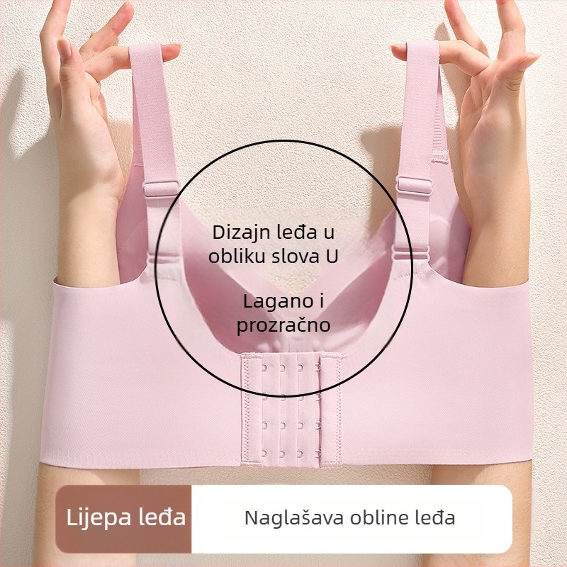 Prozračni bešivni grudnjak bez kosti, podiže bočne grudi, udoban, sprječava opuštanje, podesive košarice, lijep stražnji dio