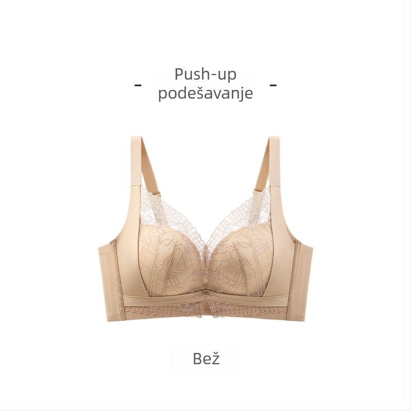 Bežični čipkasti grudnjak za male grudi, push-up i podizanje, podesiva 3/4 košarica