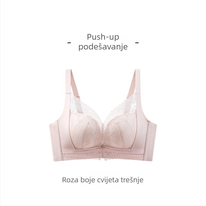 Bežični čipkasti grudnjak za male grudi, push-up i podizanje, podesiva 3/4 košarica