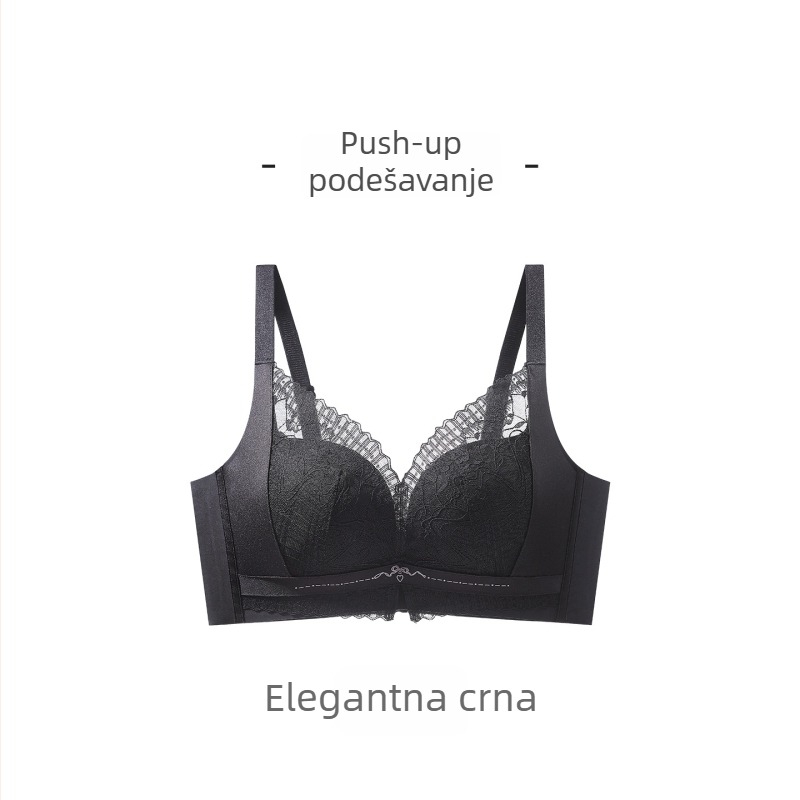 Bežični čipkasti grudnjak za male grudi, push-up i podizanje, podesiva 3/4 košarica