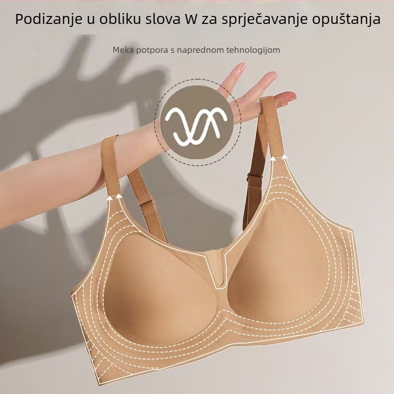Bežični grudnjak bez žica za velike grudi, sa skupljanjem i oblikovanjem bočnih dijelova, nježno podiže i udoban za nošenje