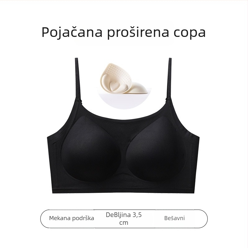 Bešavna nevidljiva grudnjica od najlona, košarice od spužve, čipkaste podesive naramenice, stražnje kopčanje u jedan red, udoban oblik