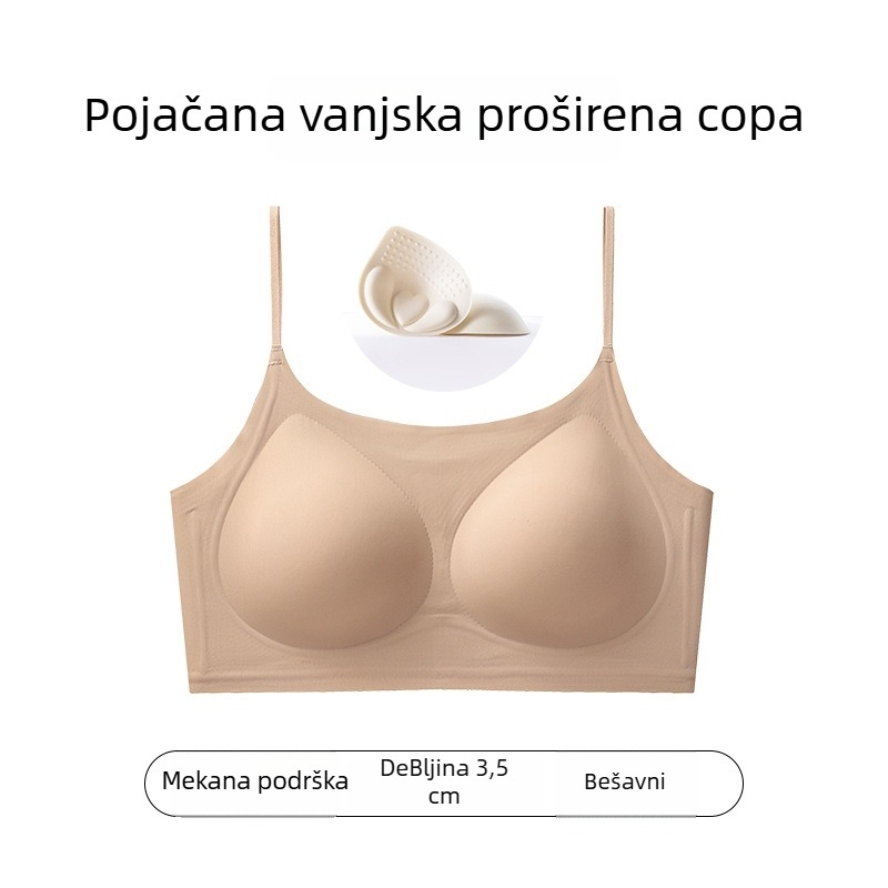 Bešavna nevidljiva grudnjica od najlona, košarice od spužve, čipkaste podesive naramenice, stražnje kopčanje u jedan red, udoban oblik