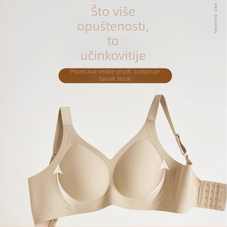Ljetni bešavni grudnjak za veće veličine, push-up, protiv opuštanja, bočna podrška, tanke oblikovane košarice