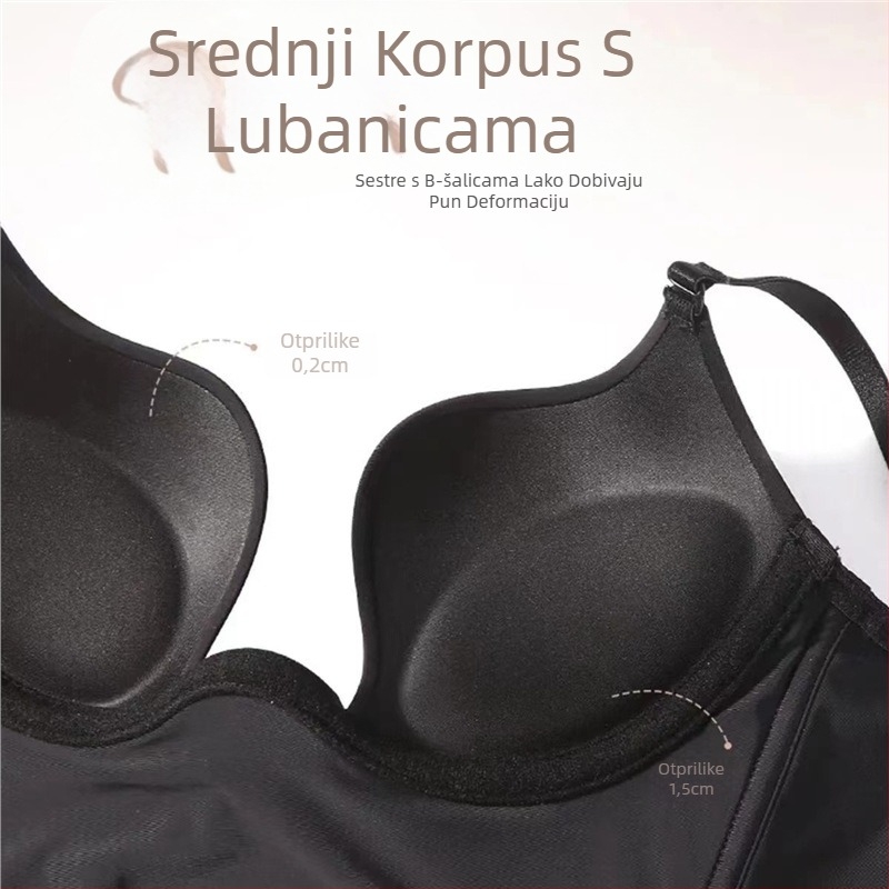 Sutien bez leđa s U-oblikom podizanja za mali bust, duboki V izrez, košarice 3/4, odvojive dvostruke naramenice