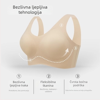 Bešavni bežični grudnjak bez naramenica, s push-up učinkom, s integriranim košaricama