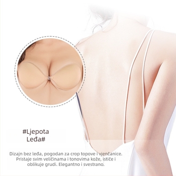 Jednodjelne bez naramenica silikon naljepnica za grudi, bez leđa, sjajan nevidljivi grudnjak, 1/2 šalica, tanak oblikovani šalica