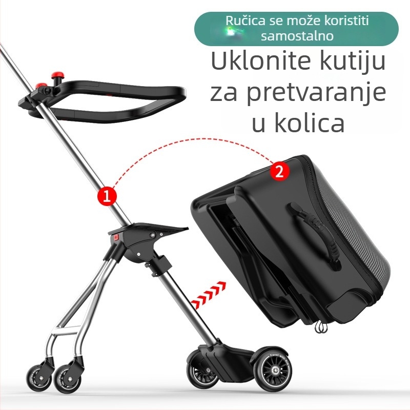 QBOX dječji prtljag za sjedenje na putovanju – otvaranje na zip, TSA kombinacijski lokot, PC materijal, univerzalni kotačići, 4,5 kg