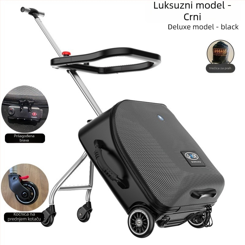 QBOX dječji prtljag za sjedenje na putovanju – otvaranje na zip, TSA kombinacijski lokot, PC materijal, univerzalni kotačići, 4,5 kg