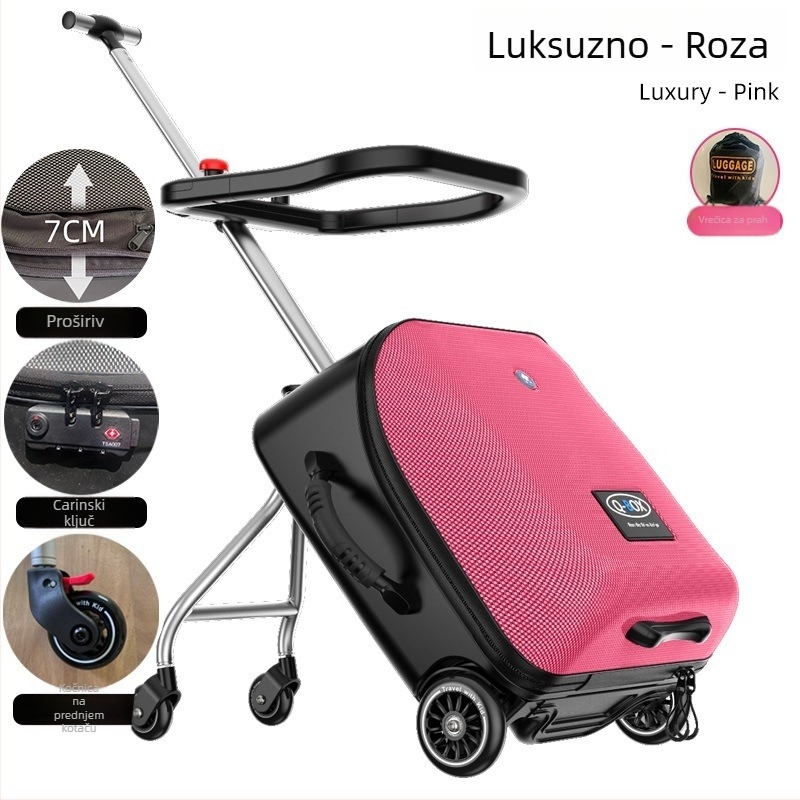 QBOX dječji prtljag za sjedenje na putovanju – otvaranje na zip, TSA kombinacijski lokot, PC materijal, univerzalni kotačići, 4,5 kg