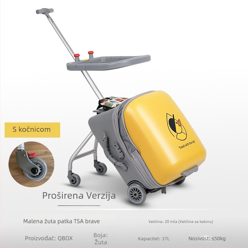 QBOX dječji prtljag za sjedenje na putovanju – otvaranje na zip, TSA kombinacijski lokot, PC materijal, univerzalni kotačići, 4,5 kg