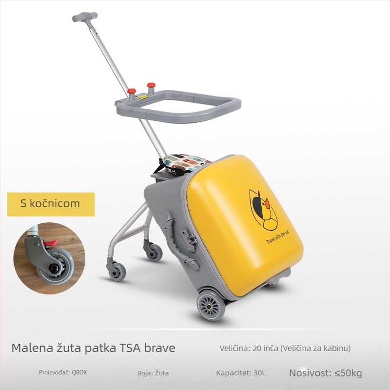 QBOX dječji prtljag za sjedenje na putovanju – otvaranje na zip, TSA kombinacijski lokot, PC materijal, univerzalni kotačići, 4,5 kg