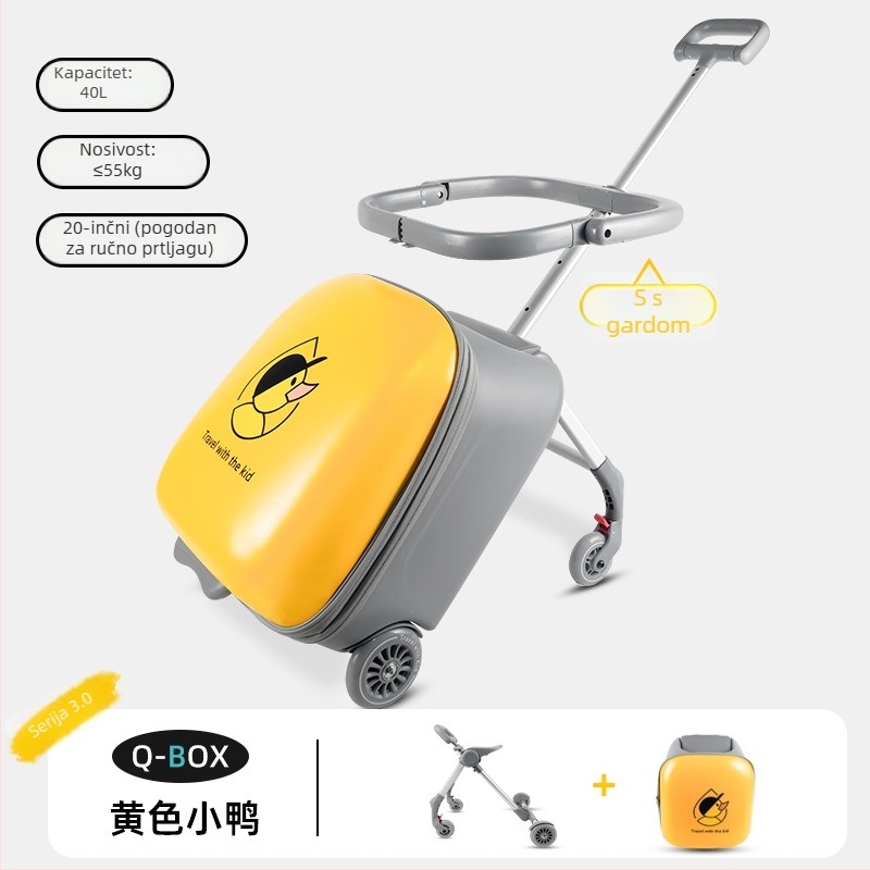 QBOX dječji prtljag za sjedenje na putovanju – otvaranje na zip, TSA kombinacijski lokot, PC materijal, univerzalni kotačići, 4,5 kg