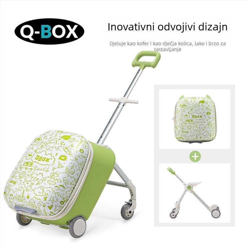 QBOX dječji prtljag za sjedenje na putovanju – otvaranje na zip, TSA kombinacijski lokot, PC materijal, univerzalni kotačići, 4,5 kg
