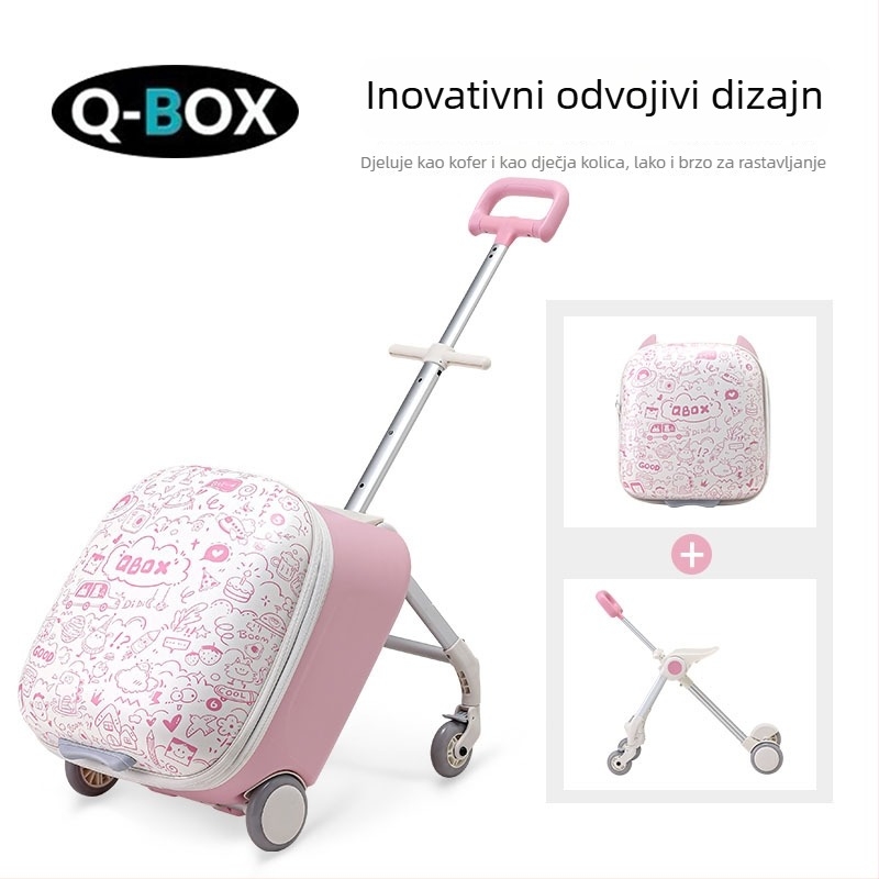 QBOX dječji prtljag za sjedenje na putovanju – otvaranje na zip, TSA kombinacijski lokot, PC materijal, univerzalni kotačići, 4,5 kg