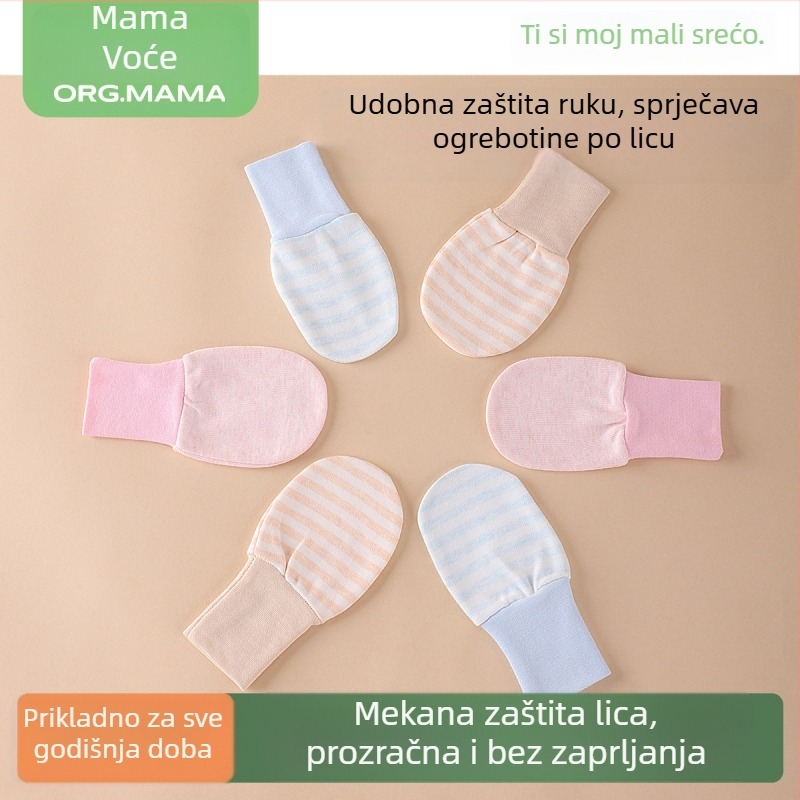 Pamukaste bebine rukavice za zaštitu lica od ogrebotina, unisex, za novorođenčad, zimu, proljeće i jesen