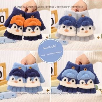 Dječje rukavice s flis podstavom, debele i tople, s preklopnim vrhom, za dječake i djevojčice, pogodne za učenike i pisanje