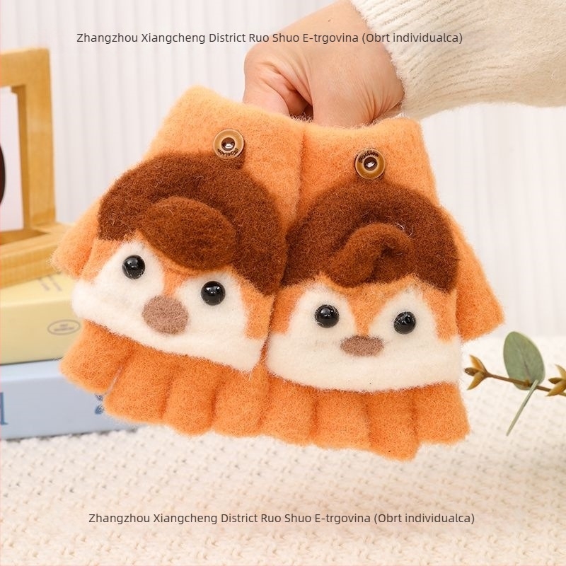 Dječje rukavice s flis podstavom, debele i tople, s preklopnim vrhom, za dječake i djevojčice, pogodne za učenike i pisanje