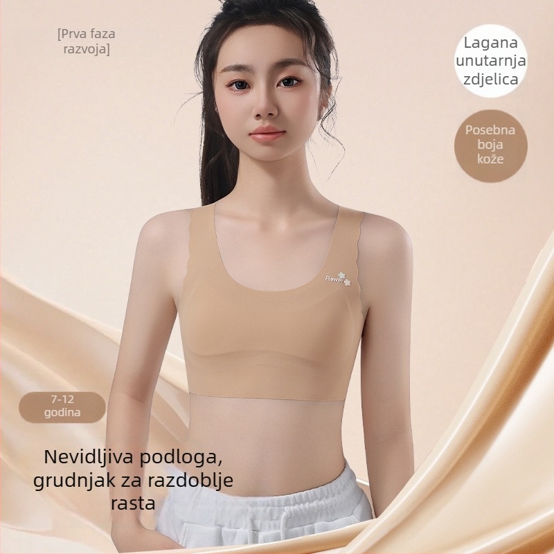 Dječji grudnjak od Ice Silk bezšivene, s fiksnim košaricama, prozračan, bez zatvarača, Stage 1, 9–13 godina