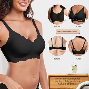 Bezšavni push-up grudnjak s odvojivim dvostrukim trakama, 3/4 košarica, najlon s podstavom od spandeksa, Jelly Glue tehnologija