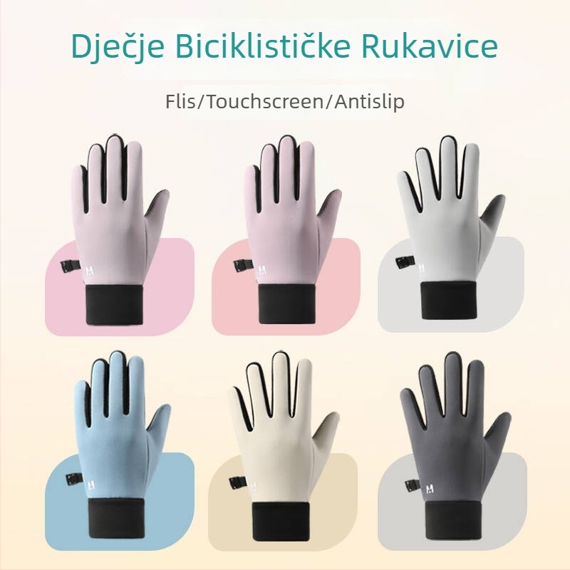 Dječje rukavice za biciklizam: tople tkanine, vodootporne, protuklizne, kompatibilne s dodirnim zaslonom, za uzrast 4–14 godina