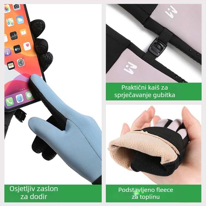 Dječje rukavice za biciklizam: tople tkanine, vodootporne, protuklizne, kompatibilne s dodirnim zaslonom, za uzrast 4–14 godina