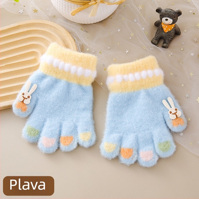 Dječje rukavice za jesen/zimu od najlona, jacquard, rukavice s odvojenim prstima, crtani stil, za djevojčice, 1–3 godine