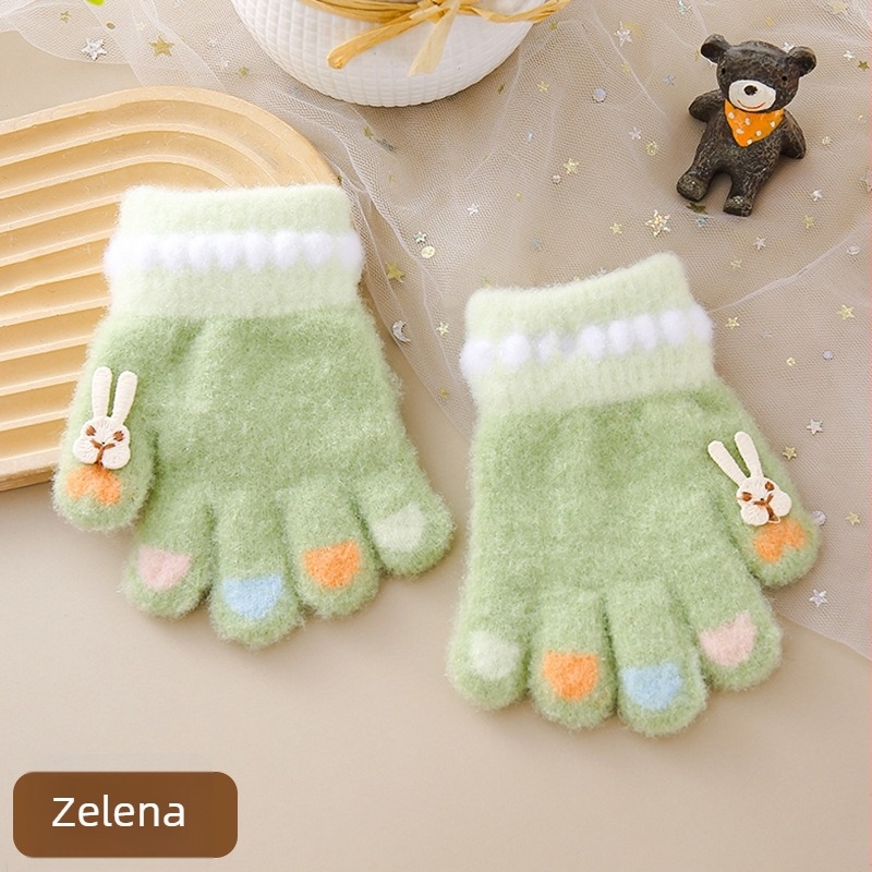 Dječje rukavice za jesen/zimu od najlona, jacquard, rukavice s odvojenim prstima, crtani stil, za djevojčice, 1–3 godine