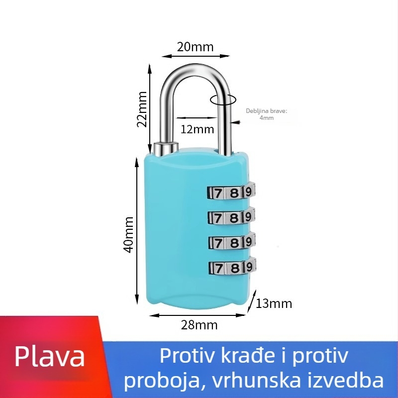 Mehanička brava s parolom za ormariće i prtljagu – cinkovita legura, debljina šipke 3.7 mm, razmak šipke 11 mm, model yx-kkmms, moderni minimalistički stil