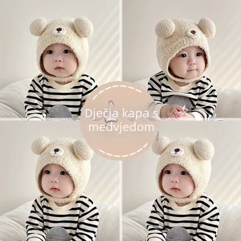 Dječja zimska pletena kapa s zaštitom za uši, topla, za dob 0–12 mjeseci, kupolasti oblik
