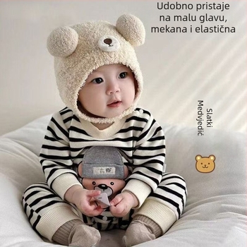 Dječja zimska pletena kapa s zaštitom za uši, topla, za dob 0–12 mjeseci, kupolasti oblik
