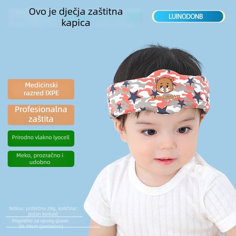 Kaciga za zaštitu glave za bebe i malu djecu, prozračna Tencel tkanina, sve sezone, zaštita, uzrast 6–12 mjeseci i 1–2 godine