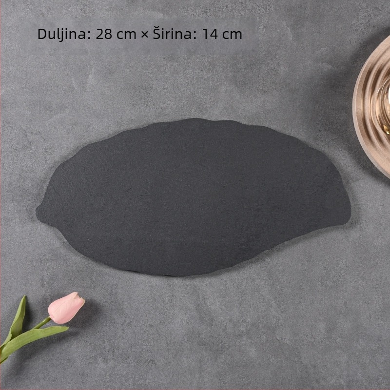 Prirodna škriljevca ploča za steak s podlogom, crna ploča od škriljca za zapadne restorane i sushi