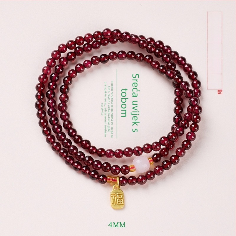 Narukvica od prirodnog granata i Hetianskog nefrita, ručna izrada, kineski stil, geometrijski oblik