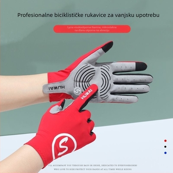 Rukavice za biciklizam s punim prstima, protuklizne, prozračne, kompatibilne s dodirnim zaslonom, tanke za proljeće/jesen, zaštita od sunca za planinski biciklizam i fitness