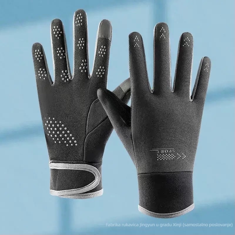Rukavice za biciklizam s prstima — unisex, tople, baršunasta tekstura, viskozni vlakno, za zimu, proljeće i jesen