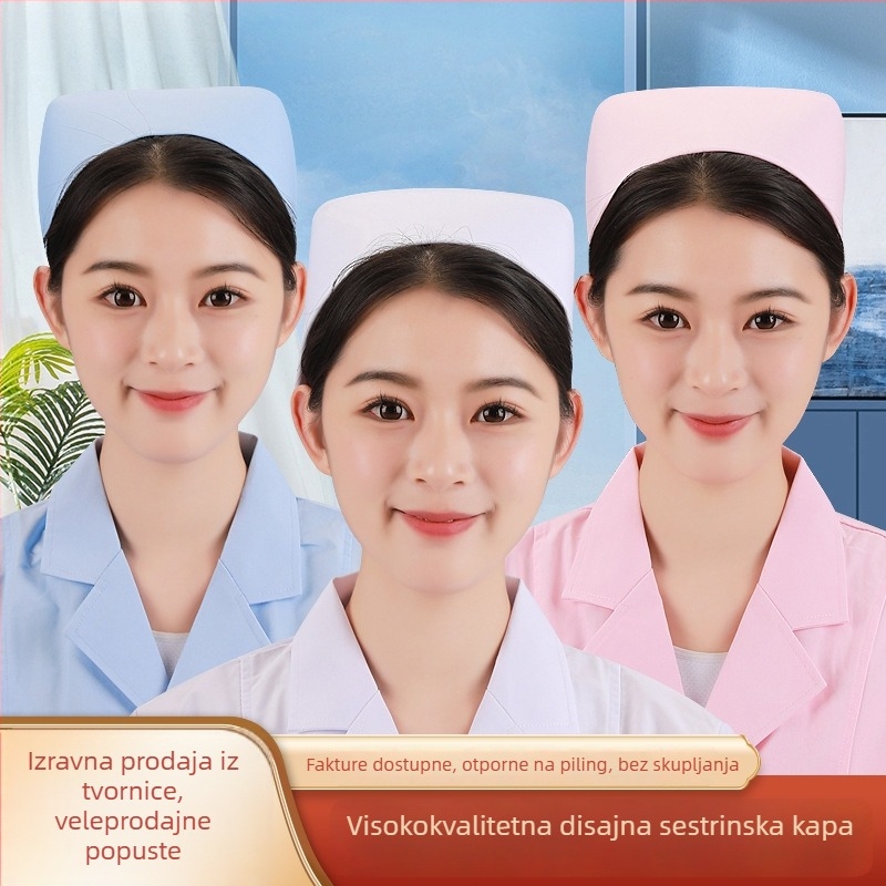 Kapa medicinske sestre - poliester; monohromatski uzorak; jednostavna tkanina; mat završna obrada; za sva godišnja doba
